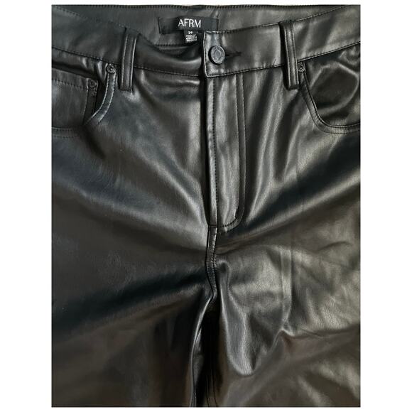 AFRM x REVOLVE Vegan Leather Mini-Flare High-Rise Noir Graysen Pant Size 29 Tall - Picture 10 of 12
